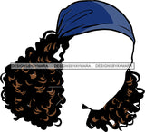 Blue Headwrap Bandana White Face Brown Curly Hair No Face Afro Woman SVG JPG PNG Vector Clipart Cricut Silhouette Cut Cutting