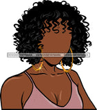 No Face Gray Highlights Pink Top Hoop Earrings Black Hair  Black Woman Afro Hair SVG JPG PNG Vector Clipart Cricut Silhouette Cut Cutting