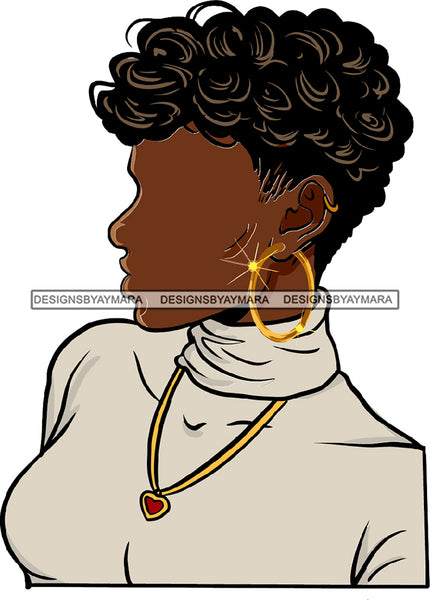 Short Sideview Hair No Face Curly Black Woman Afro Hair  SVG JPG PNG Vector Clipart Cricut Silhouette Cut Cutting