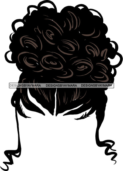 Just Hair No Face Curly Black Woman Curly Sides Afro Hair  SVG JPG PNG Vector Clipart Cricut Silhouette Cut Cutting