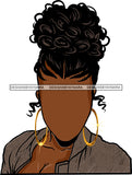 Hair No Face Curly Black Woman Curly Sides Afro Hair Hoops SVG JPG PNG Vector Clipart Cricut Silhouette Cut Cutting