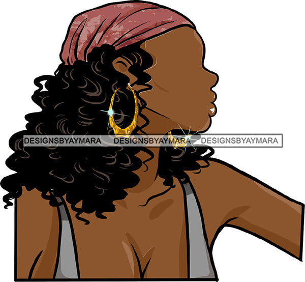 Hair No Face Curly Black Woman Curly Sides Afro Hair Headwrap Headband Hoops SVG JPG PNG Vector Clipart Cricut Silhouette Cut Cutting