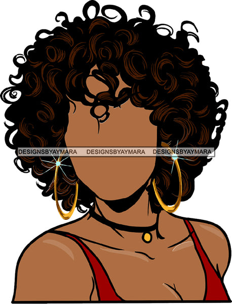Curly Hair No Face Curly Black Woman Afro Hair Red Dress SVG JPG PNG Vector Clipart Cricut Silhouette Cut Cutting
