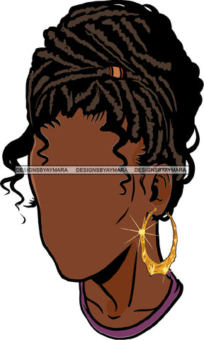 No Face Locs Dreads Black Woman Afro Hair  SVG JPG PNG Vector Clipart Cricut Silhouette Cut Cutting