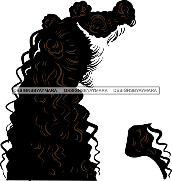 No Face Curly Black Woman Afro Hair  Wavy SVG JPG PNG Vector Clipart Cricut Silhouette Cut Cutting