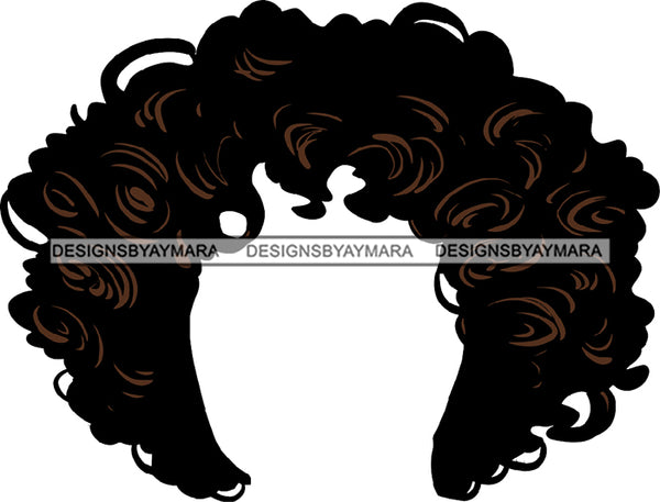 No Face Curly Black Woman Afro Hair  Wavy SVG JPG PNG Vector Clipart Cricut Silhouette Cut Cutting