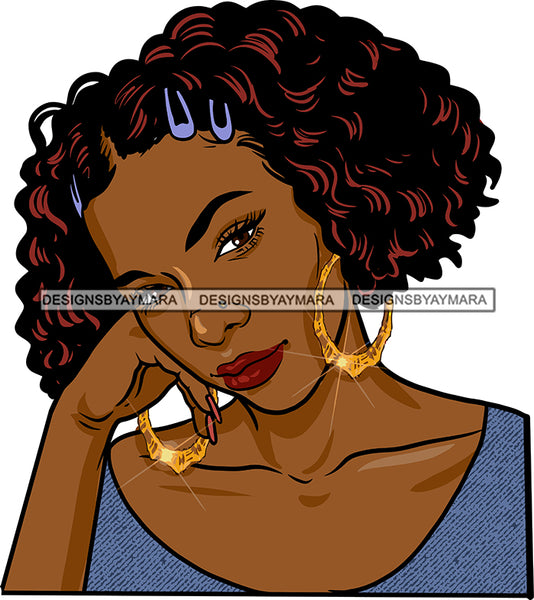 Afro Girl Bamboo Earrings Hustle Diva Gold Jewelry Hair Accessories Black Woman Goddess SVG Files For Cutting and More!