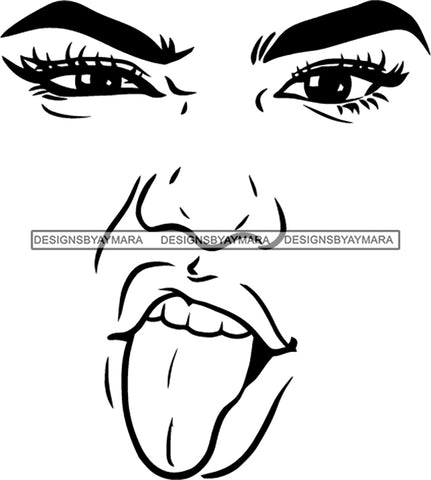 Face Outline Tongue Out  SVG JPG PNG Vector Clipart Cricut Silhouette Cut Cutting