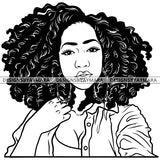 Afro Attractive Cute Urban Girl Boss Lady Queen Melanin Bamboo Hoop Earrings Afro Hair Style  B/W SVG Cutting Files For Silhouette Cricut More
