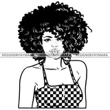 Afro Attractive Attitude Urban Girl Boss Lady Queen Melanin Bamboo Hoop Earrings Curly Hair Style  B/W SVG Cutting Files For Silhouette Cricut More