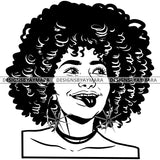 Afro Ghetto Urban Girl Boss Lady Queen Melanin Bamboo Hoop Earrings Afro Hair Style  B/W SVG Cutting Files For Silhouette Cricut More