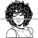 Afro Attractive Cute Urban Girl Boss Lady Queen Melanin Bamboo Hoop Earrings Short Curly Hair Style  B/W SVG Cutting Files For Silhouette Cricut More