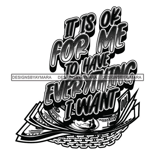 Money Talks Quote Financial Business Investment Ownership Illustration B/W SVG JPG PNG Vector Clipart Cricut Silhouette Cut Cutting