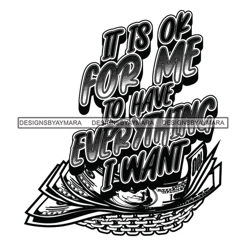 Money Talks Quote Financial Business Investment Ownership Illustration B/W SVG JPG PNG Vector Clipart Cricut Silhouette Cut Cutting