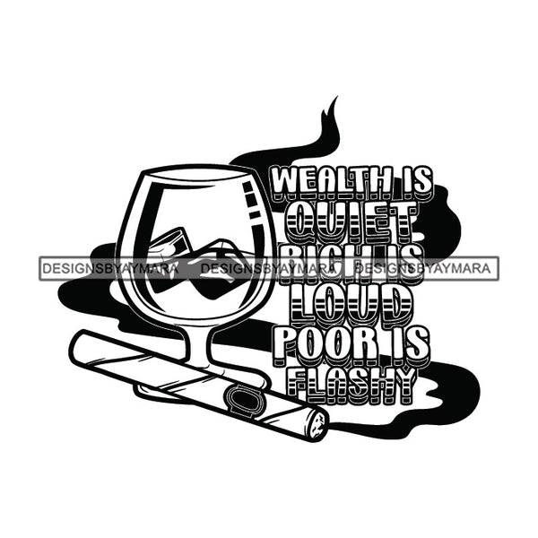 Money Talks Quote Financial Business Investment Millionaire Dollars Illustration B/W SVG JPG PNG Vector Clipart Cricut Silhouette Cut Cutting