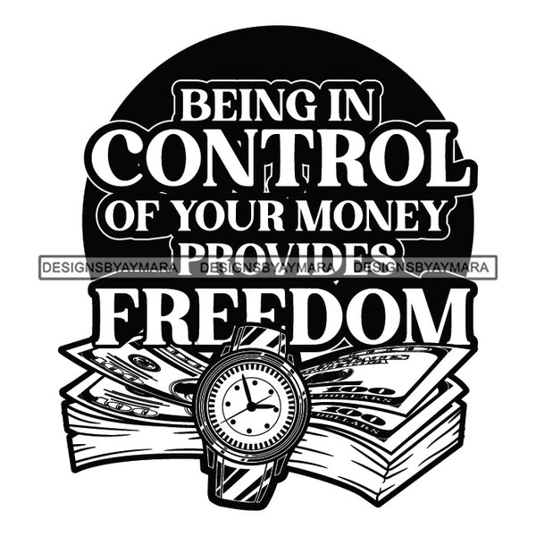 Money Talks Quote Financial Business Investment Cash Opportunity Value B/W SVG JPG PNG Vector Clipart Cricut Silhouette Cut Cutting