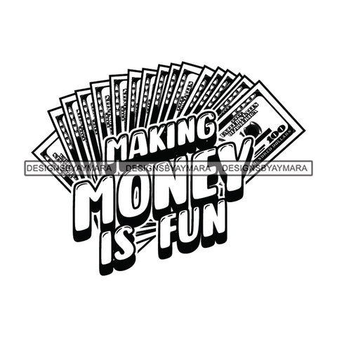Money Talks Quote Hustle Financial Business Investment Illustration B/W SVG JPG PNG Vector Clipart Cricut Silhouette Cut Cutting