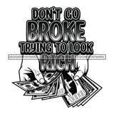 Money Talks Quote Prosperity Financial Business Investment Illustration B/W SVG JPG PNG Vector Clipart Cricut Silhouette Cut Cutting