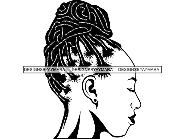 Afro Woman SVG Braids Dreads Hairstyle Nubian Melanin Black Queen African American Ethnicity .JPG .EPS .PNG Vector Clipart Cricut Circuit Cut Cutting