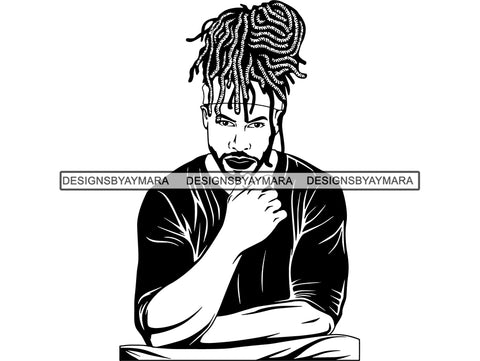 Afro Man Rasta Dreads Hairstyle Black Male Men SVG .JPG .EPS .PNG Vector Clipart Cricut Circuit Cut Cutting