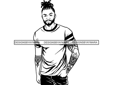 Afro Man Rasta Dreads Hairstyle Black Male Men SVG .JPG .EPS .PNG Vector Clipart Cricut Circuit Cut Cutting