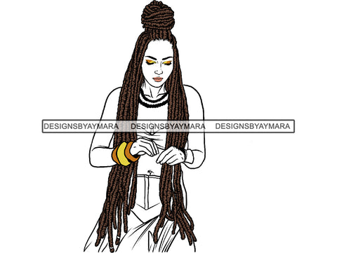 Afro Woman SVG Braids Dreads Hairstyle Fabulous Melanin Nubian African American Ethnicity Queen Diva Classy Lady .SVG .EPS.PNG. Vector Clipart