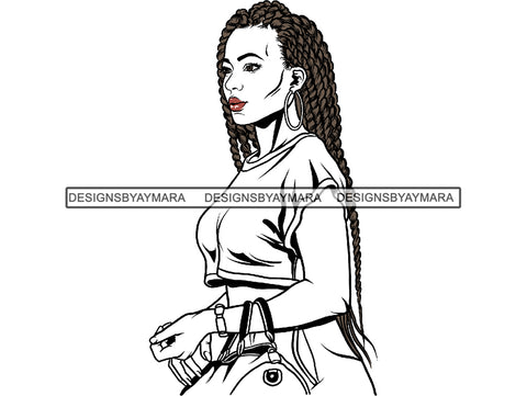 Afro Woman SVG Braids Dreads Hairstyle Fabulous Melanin Nubian African American Ethnicity Queen Diva Classy Lady .SVG .EPS.PNG. Vector Clipart