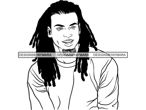 Dreads Model Guy Man Smile Gorgeous Beard Goatee Rasta Reggae Sweater Hair Long Sleeve Hunk Stud .PNG .SVG Clipart Vector Cricut Cut Cutting