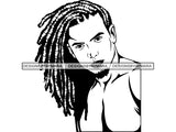 Rasta Man Dreadlocks Hairstyle Handsome African American Haircut Barber Hairdresser Style Mustache Retro Salon Grooming .SVG .EPS .PNG Vector Clipart Digital Download Circuit Cut Cutting
