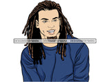 Dreads Model Guy Man Smile Gorgeous Beard Goatee Rasta Reggae Sweater Hair Long Sleeve Hunk Stud .PNG .SVG Clipart Vector Cricut Cut Cutting