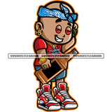 Gangster Boy Holding Drink Bottle Smile Face Vector Red Eyes Bald Head Design Element White Background Wearing Watch And Ring SVG JPG PNG Vector Clipart Cricut Cutting Files