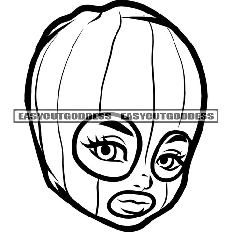 African American Baby Face Boys Vector Black And White Wearing Musk Design Element Black And White Artwork BW Cute Face SVG JPG PNG Vector Clipart Cricut Silhouette Cut Cutting