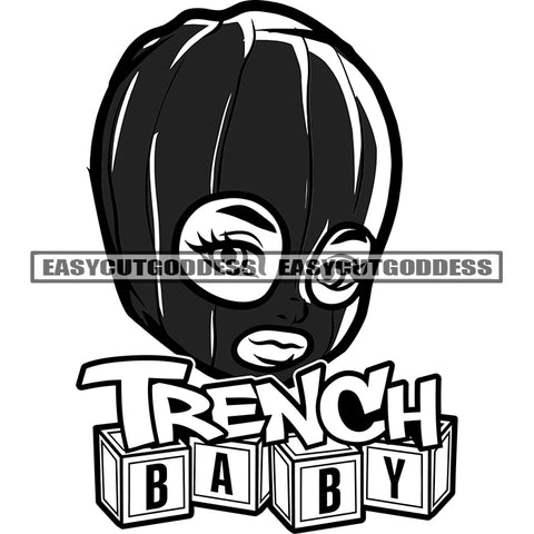 Trendy Baby Quote African American Baby Face Boys Vector Black And White Wearing Musk Design Element Black And White Artwork BW Cute Face SVG JPG PNG Vector Clipart Cricut Silhouette Cut Cutting