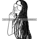 African American Woman Showing Middle Finger Wearing Sunglasses Locus Hairstyle SVG JPG PNG Vector Clipart Cricut Silhouette Cut Cutting