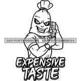 Funny Gangster Cartoon Character Holding Money Bundle Smile Scarface Design Element Angry Look Money Bag Head Artwork SVG JPG PNG Vector Clipart Cricut Silhouette Cut Cutting