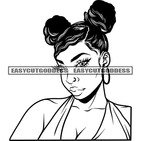 Sexy Afro Woman Wearing Hoop Earing African American Woman Holding Salon Accessories Long Nail Afro Hairstyle Girls Parlor Vector Artwork SVG JPG PNG Vector Clipart Cricut Silhouette Cut Cutting