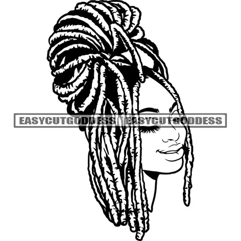 African American Locus Hairstyle Woman Smile Face Afro Woman Showing Love Hand Sign Heart Symbol Long Nail SVG JPG PNG Vector Clipart Cricut Silhouette Cut Cutting