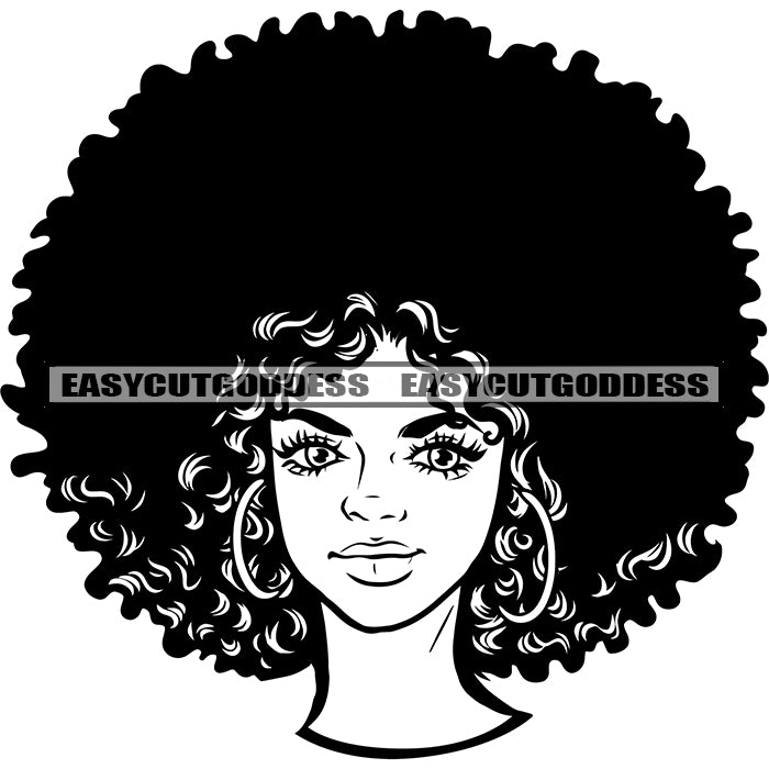 Black And White African American Woman Head Design Element Wearing Hoo ...