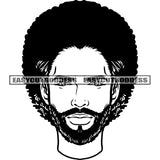 African American Man Head Design Element Black And White Artwork Afro Hairstyle Gentleman Handsome Boys SVG JPG PNG Vector Clipart Cricut Silhouette Cut Cutting