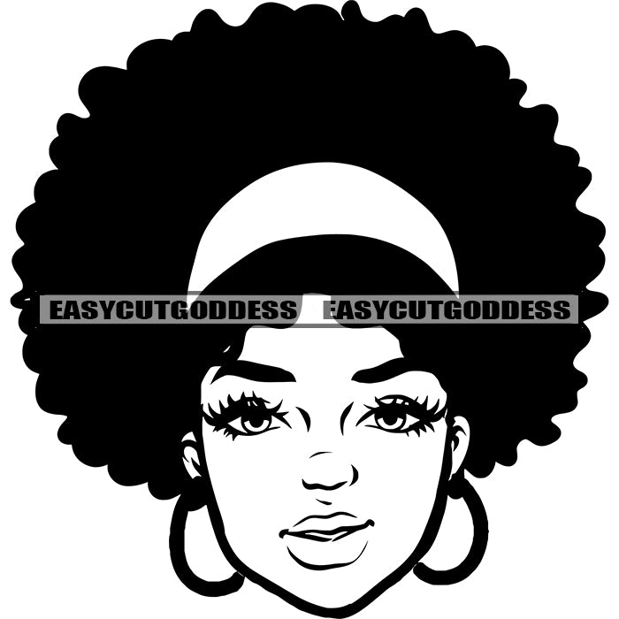 African American Woman Face Design Element Wearing Hoop Earing And Hai ...