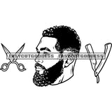 African American Man Beard Hairstyle Vector Bearded Afro Men Face Stock African Grey Face Design Element Black And White Artwork Man Salon BW SVG JPG PNG Vector Clipart Cricut Silhouette Cut Cutting