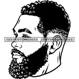 Black And White African American Man Beard Hairstyle Vector Bearded Afro Men Face Stock African Grey Face Design Element Artwork Man Salon BW SVG JPG PNG Vector Clipart Cricut Silhouette Cut Cutting