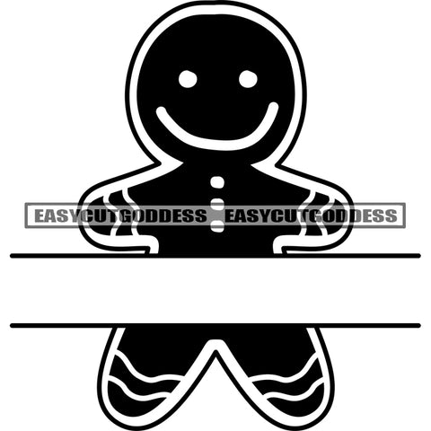 Doll Cartoon Character Holding Banner Smile Face Quote Black And White Artwork Silhouette Design Element SVG JPG PNG Vector Clipart Cricut Silhouette Cut Cutting
