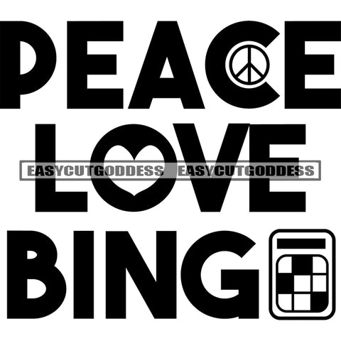 Peach Love Bingo Quote Black And White Artwork Silhouette Design Element SVG JPG PNG Vector Clipart Cricut Silhouette Cut Cutting