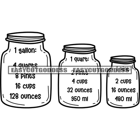 Gallon Cups Ounces Cups 32 Ounces 950 Ml 2 Cups  Quote Mug Or Bottle Jar Design Quote Black And White Artwork Silhouette Design Element SVG JPG PNG Vector Clipart Cricut Silhouette Cut Cutting