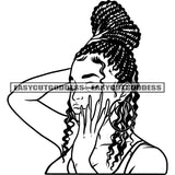 Black And White Artwork African American Woman Long Nail Locus Long Hairstyle Design Element Sexy Afro Woman SVG JPG PNG Vector Clipart Cricut Silhouette Cut Cutting