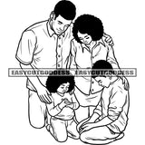 African American Happy Family Afro Hairstyle Black And White Artwork BW Family Goals Design Element SVG JPG PNG Vector Clipart Cricut Silhouette Cut Cutting