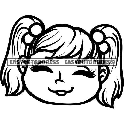 African American Smile Face Black And White Artwork Afro Woman Close Eyes BW White Background SVG JPG PNG Vector Clipart Cricut Silhouette Cut Cutting