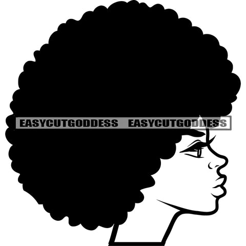 African American Sexy Woman Side Face Design Element Afro Hairstyle Beautiful Woman Head And Face Design SVG JPG PNG Vector Clipart Cricut Silhouette Cut Cutting