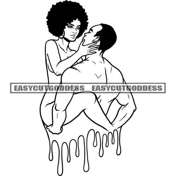Couple Goals Afro Couple Sexy Pose Romance Mood Romantic Pose Black And White Artwork Color Dripping Design Element Vector BW SVG JPG PNG Vector Clipart Cricut Silhouette Cut Cutting